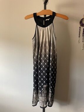 AND Amsterdam Halter Dress Scenic Border Print European Chiffon Cityscape